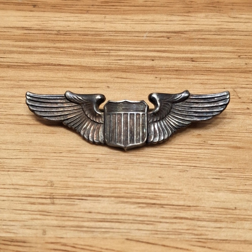 WW2 US ARMY AIR CORPS Sterling Silver Pilot WINGS USAAF Military Memorabilia
